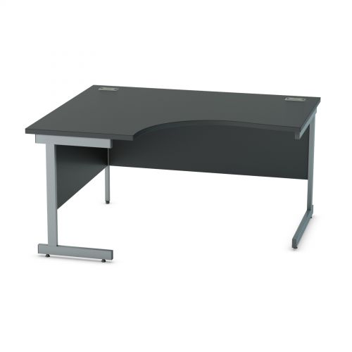 L&P SATELLITE Left Hand Crescent Cantilever Desk 1400mm Grey Black