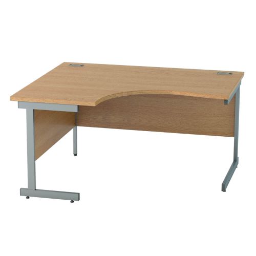L&P SATELLITE Left Hand Crescent Cantilever Desk 1400mm Grey Light Oak