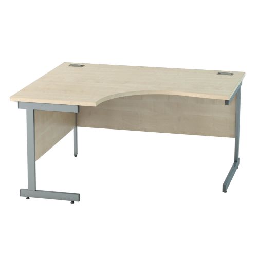 L&P SATELLITE Left Hand Crescent Cantilever Desk 1400mm Grey Maple