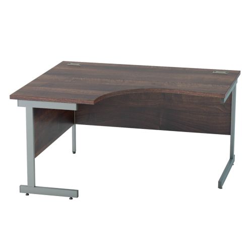 L&P SATELLITE Left Hand Crescent Cantilever Desk 1400mm Grey Walnut