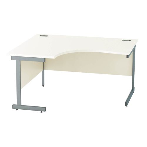 L&P SATELLITE Left Hand Crescent Cantilever Desk 1400mm Grey White