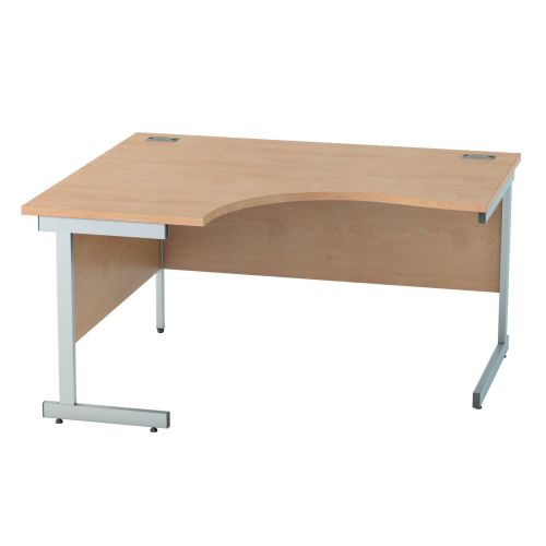 L&P SATELLITE Left Hand Crescent Cantilever Desk 1400mm Silver Beech