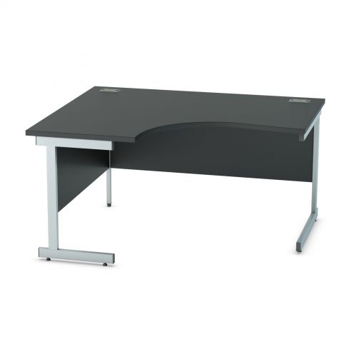 L&P SATELLITE Left Hand Crescent Cantilever Desk 1400mm Silver Black