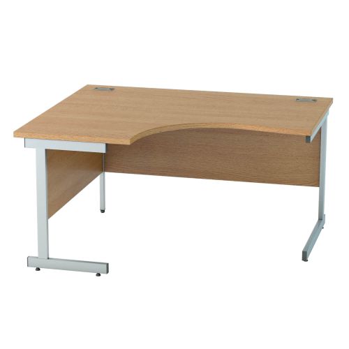 L&P SATELLITE Left Hand Crescent Cantilever Desk 1400mm Silver Light Oak