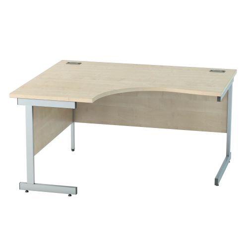 L&P SATELLITE Left Hand Crescent Cantilever Desk 1400mm Silver Maple