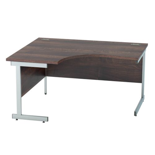 L&P SATELLITE Left Hand Crescent Cantilever Desk 1400mm Silver Walnut
