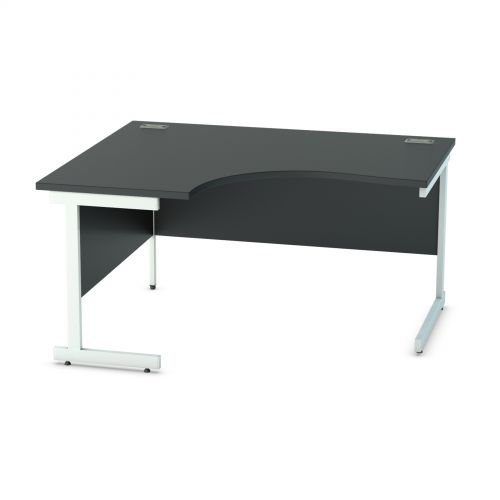 L&P SATELLITE Left Hand Crescent Cantilever Desk 1400mm White Black