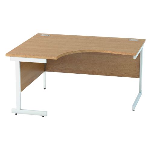 L&P SATELLITE Left Hand Crescent Cantilever Desk 1400mm White Light Oak