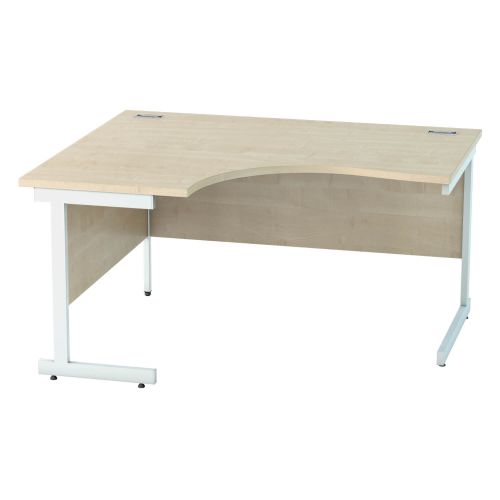 L&P SATELLITE Left Hand Crescent Cantilever Desk 1400mm White Maple