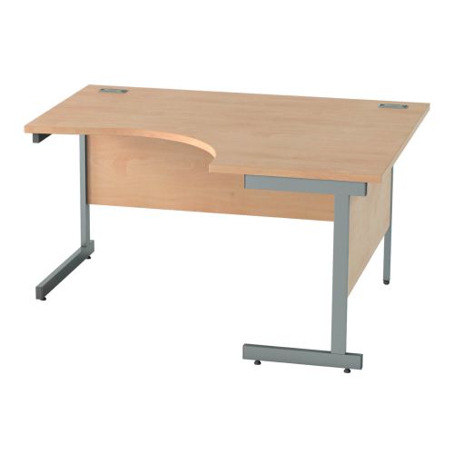 L&P SATELLITE Right Hand Crescent Cantilever Desk 1400mm Grey Beech
