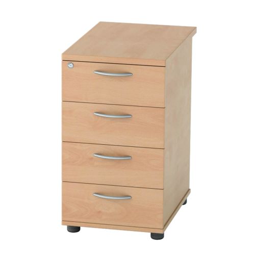 L&P SATELLITE Desk High Pedestal Four Drawer 600mm Beech
