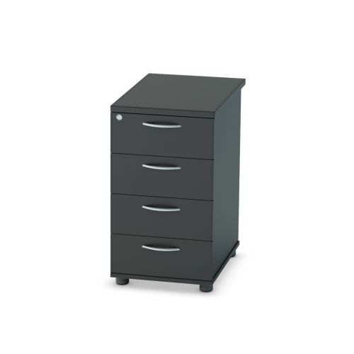 L&P SATELLITE Desk High Pedestal Four Drawer 600mm Black