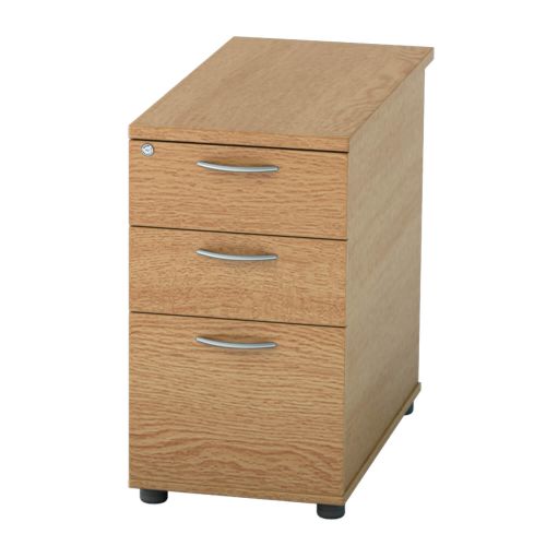 L&P SATELLITE Desk High Pedestal Three Drawer 800mm Light Oak