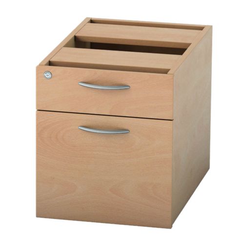 L&P SATELLITE Fixed Pedestal Two Drawer 585mm Beech