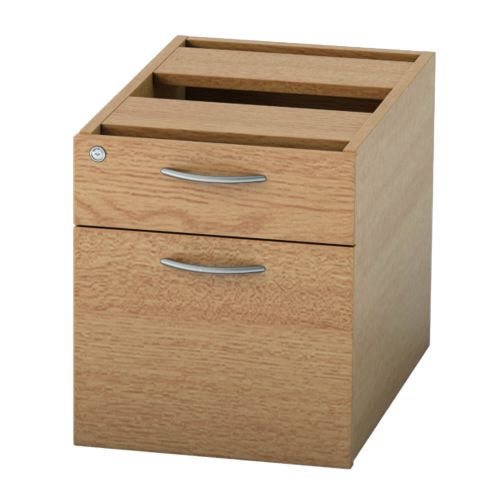 L&P SATELLITE Fixed Pedestal Two Drawer 585mm Light Oak