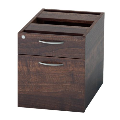 L&P SATELLITE Fixed Pedestal Two Drawer 585mm Walnut