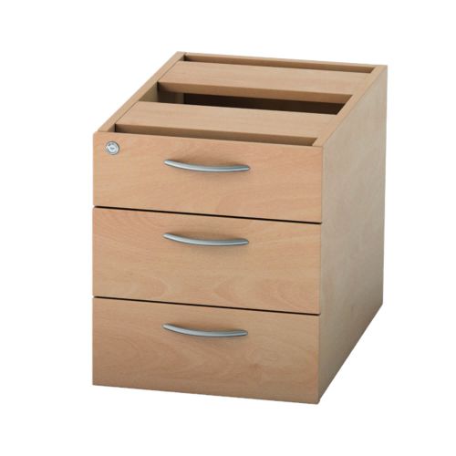L&P SATELLITE Fixed Pedestal Three Drawer 585mm Beech