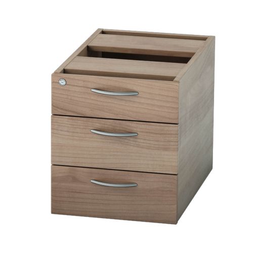 L&P SATELLITE Fixed Pedestal Three Drawer 585mm Birch