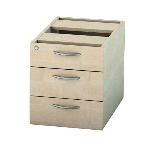 L&P SATELLITE Fixed Pedestal Three Drawer 585mm Maple