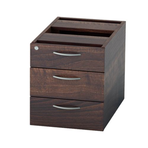 L&P SATELLITE Fixed Pedestal Three Drawer 585mm Walnut