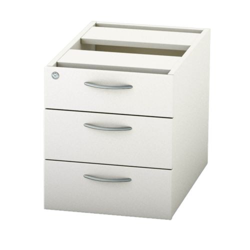 L&P SATELLITE Fixed Pedestal Three Drawer 585mm White