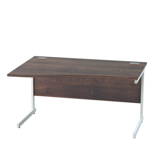 L&P SATELLITE Left Hand Wave Cantilever Desk 1400mm White Walnut