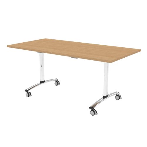 L&P TILT TOP Rectangular Table 1400mm Chrome Light Oak