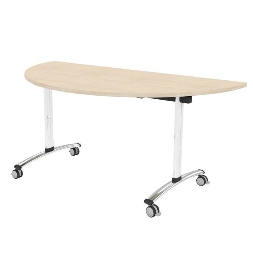 L&P TILT TOP Semi-Circular Table 1600mm Chrome Maple