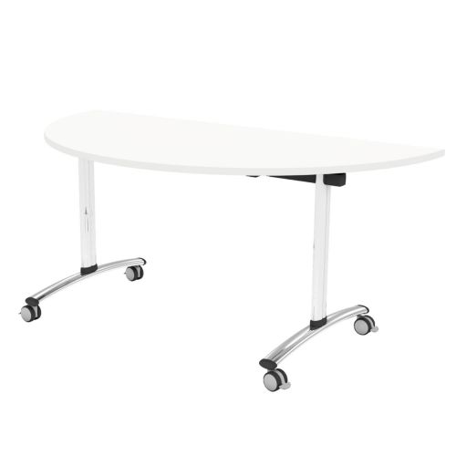 L&P TILT TOP Semi-Circular Table 1600mm Chrome White