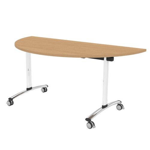 L&P TILT TOP Semi-Circular Table 1600mm Silver Light Oak