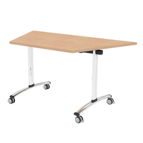 L&P TILT TOP Trapezoidal Table 1412mm 22.5 Degree Chrome Beech