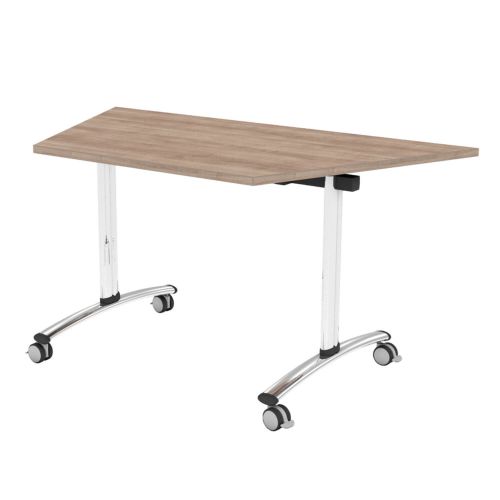 L&P TILT TOP Trapezoidal Table 1412mm 22.5 Degree Chrome Birch
