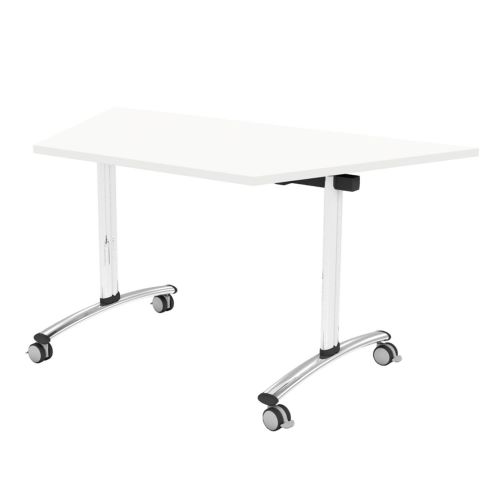 L&P TILT TOP Trapezoidal Table 1412mm 22.5 Degree Chrome White