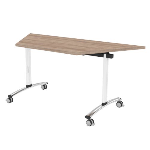L&P TILT TOP Trapezoidal Table 1600mm 30 Degree Chrome Birch