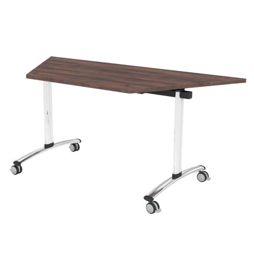L&P TILT TOP Trapezoidal Table 1600mm 30 Degree Chrome Walnut