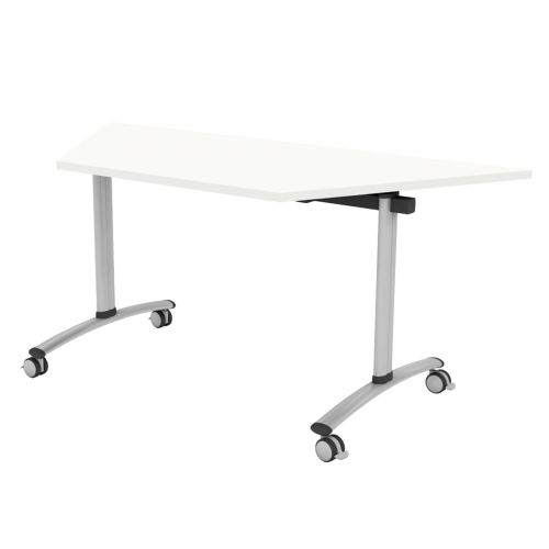 L&P TILT TOP Trapezoidal Table 1600mm 30 Degree Silver White