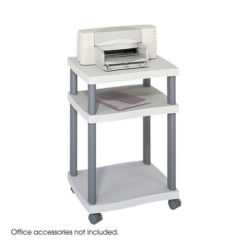 Safco Wave Deskside Printer Stand Grey with 2 Shelves 1860GR
