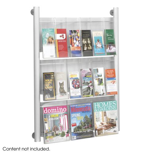 Safco Luxe Aluminium/Acrylic Literature Holder 9 Pocket Wall Display 4134SL