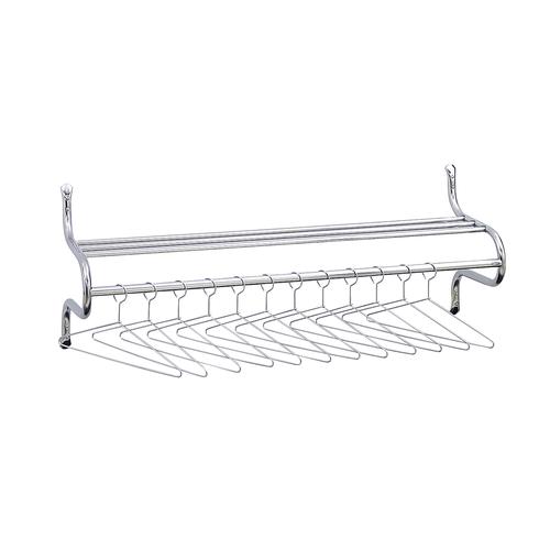 Safco 121.9cm Wide Security Coat Rack Silver with 12 Non-Removable Hangers and Storage Shelf 4164