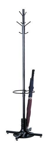 Safco Free-Standing Steel Coat Stand Black/Chrome with 8 Hooks and Umbrella Holder 4168BL