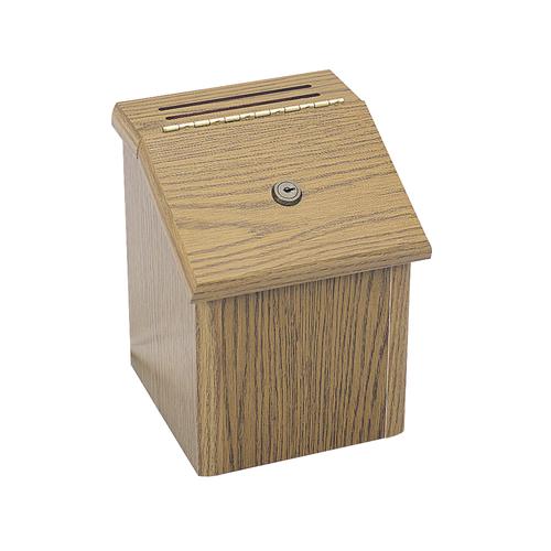 Safco Wood Locking Suggestion Box Medium Oak 4230MO