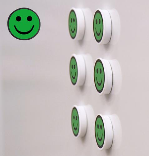 Memo Magnets Performance Indicator GREEN HAPPY FACE 36mm Dia A041FACEGRE [Pack 5]