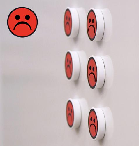 Memo Magnets Performance Indicator RED SAD FACE 36mm Dia A041FACERED [Pack 5]