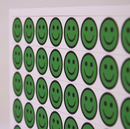 Thick Flexible Magnetic Performance Indicator HAPPY FACE 35x35mm Green A044FACEGRE [Sheet 1x64]