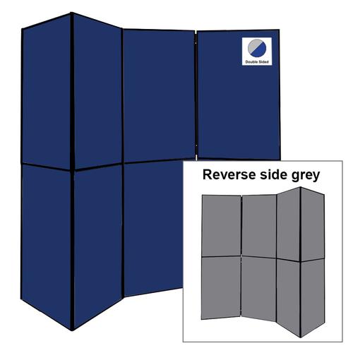 Fold Away 8-Panel Display Board Blue/Grey 2400x1800mm FNBBLA3