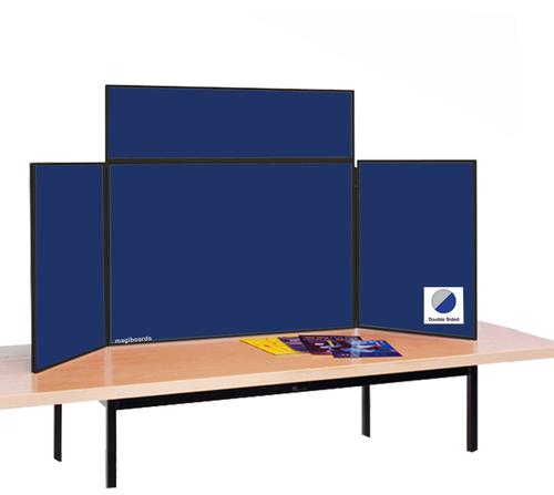 Fold Away 3-Panel Display Board Mini-Tabletop + Header Blue/Grey 1800x600mm FNBBLA4