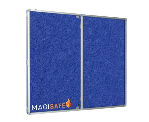 EcoSAFE FRB Flame Retardant Lockable (1 Door) Notice Board 900x600 (Landscape) Blue LPGX1A02LFRBLU