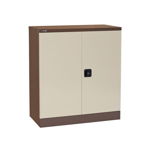 Contract Double Door Cupboard, 1016H X 914W X 457D, Coffee/Cream, 1 Cream Shelf