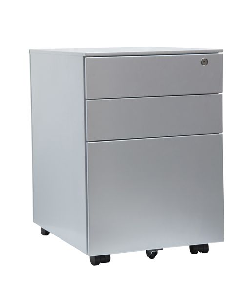 3 Drawer Steel Mobile Pedestal, 600H X 400W X 500D, Silver