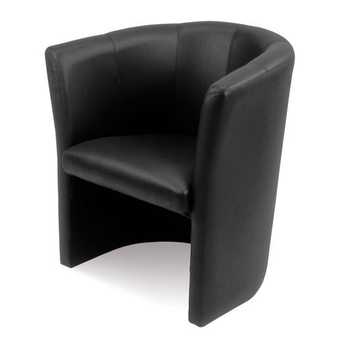 Single Tub Chair, Black Leather Imitation Vinyl